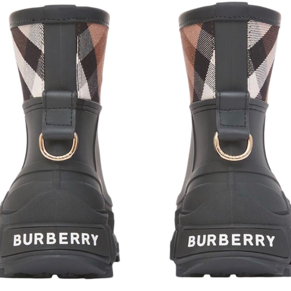 BURBERRY Eco Check Rubber Rainboots Rain Flat Ankle Boots. NEW SEASON! - Picture 8 of 10